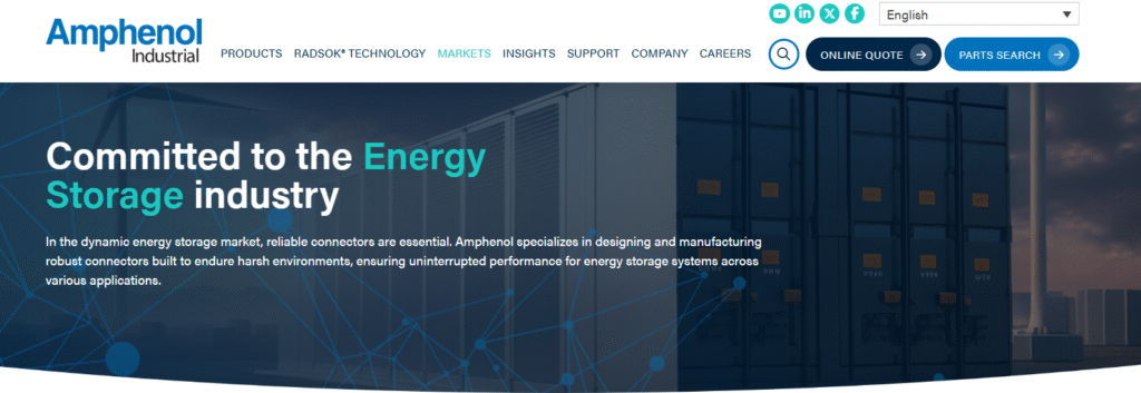 Amphenol Corporation Energy Storage Connectors