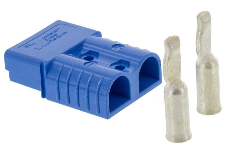 Anderson style waterproof power connector rated 50A to 350A for EV and solar applications